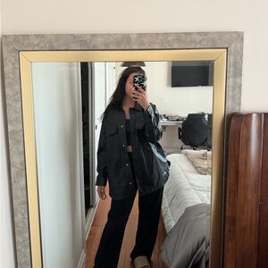 Zara Leather Oversized Button Up Jacket